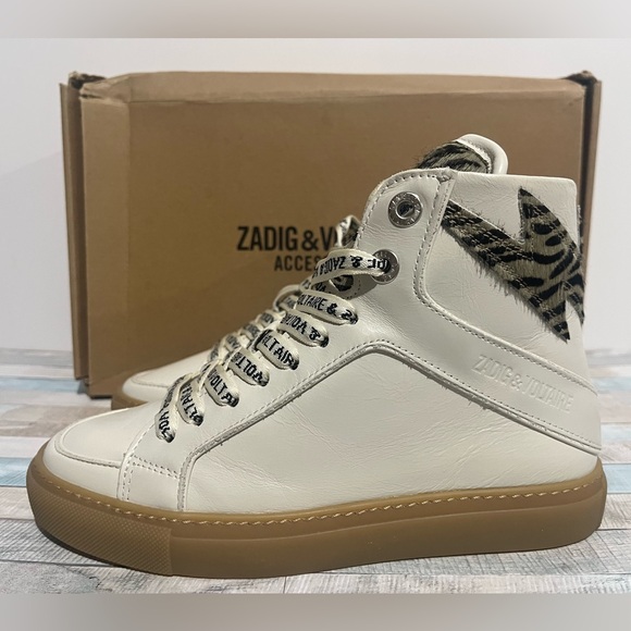 NEW Zadig & Voltaire High Flash Zebra Print Sneakers - Picture 3 of 11